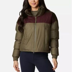 Columbia Womens Pike Lake Cropped Puffer Jacket size small olive green NEW!